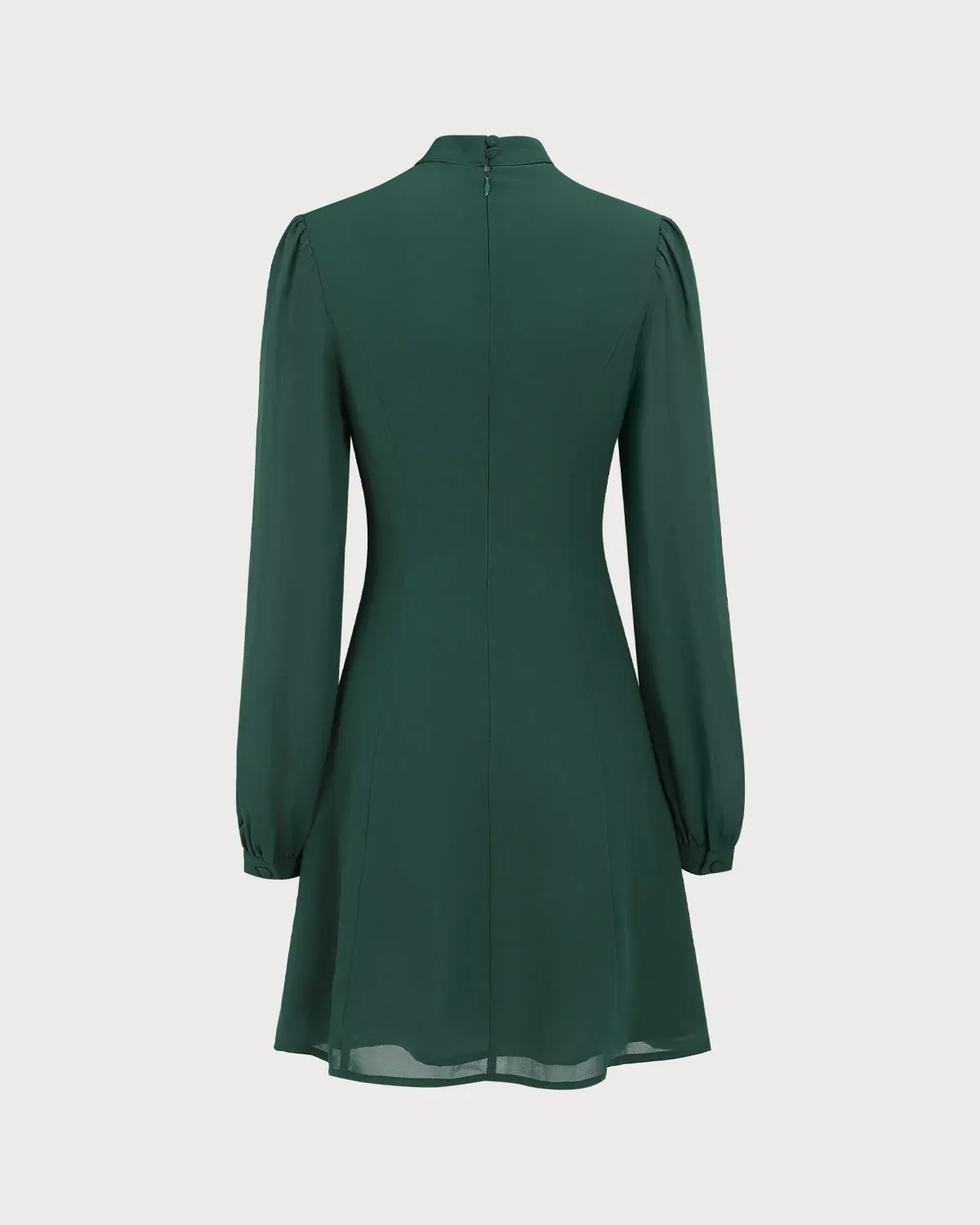 Slit Hem Dress With Stand Collar And Lightweight Sleeves For Special Occasions