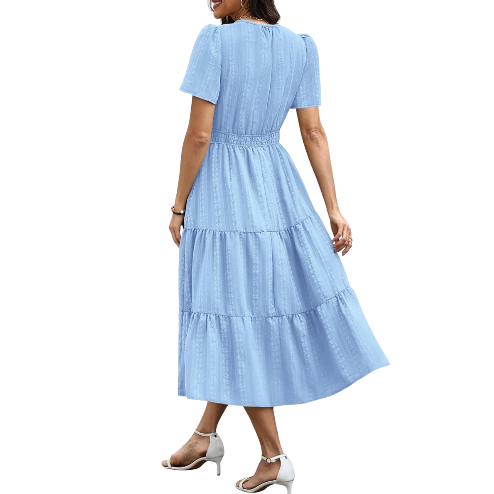 Casual And Short Sleeve V Neck Midi Maxi For Women