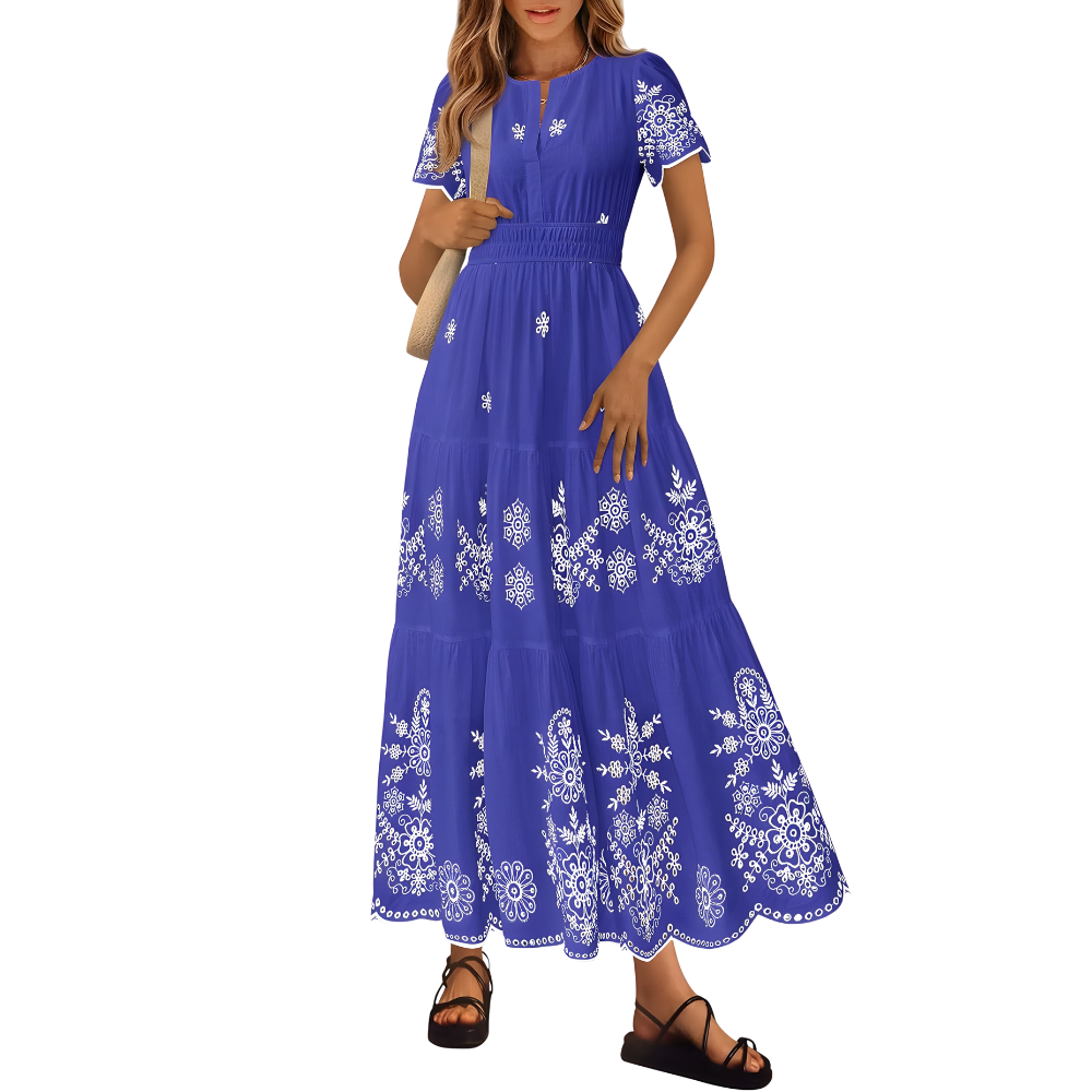 Summer And Floral Boho V Neck Short Sleeve For Women