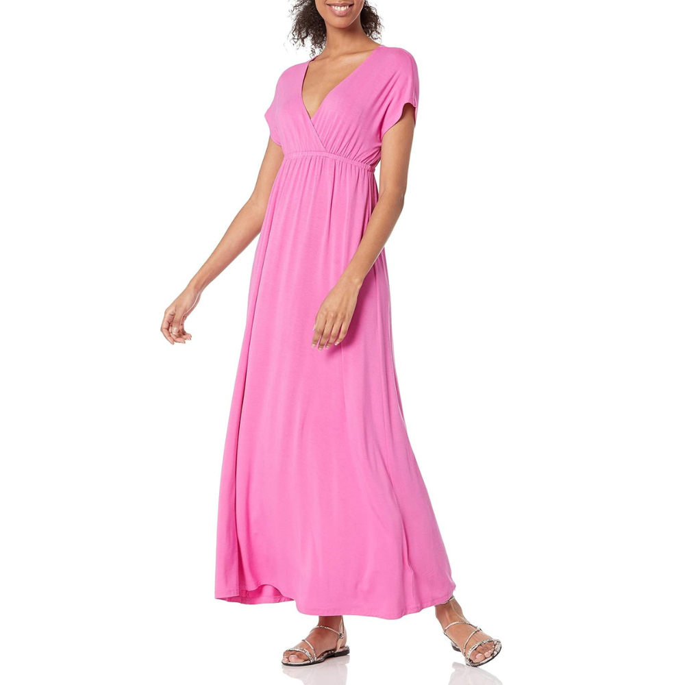 V Neck Short Sleeve Maxi Dress For Women