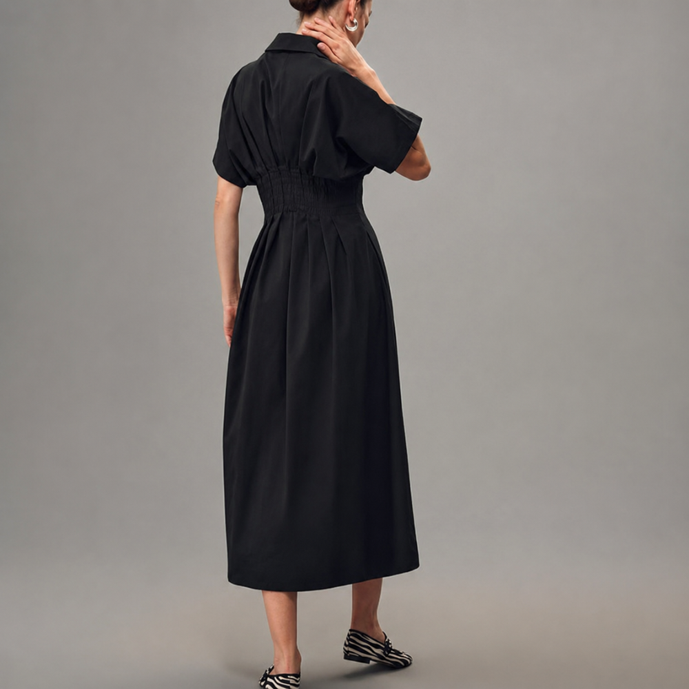 Button Front Maxi Shirt Dress With Pockets For Women