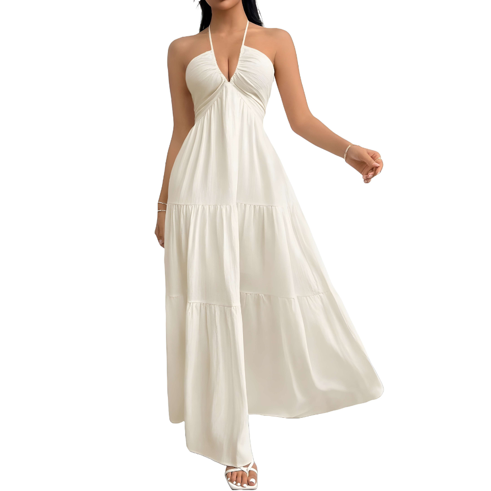 Summer And Beach Halter V Neck Casual Maxi For Women