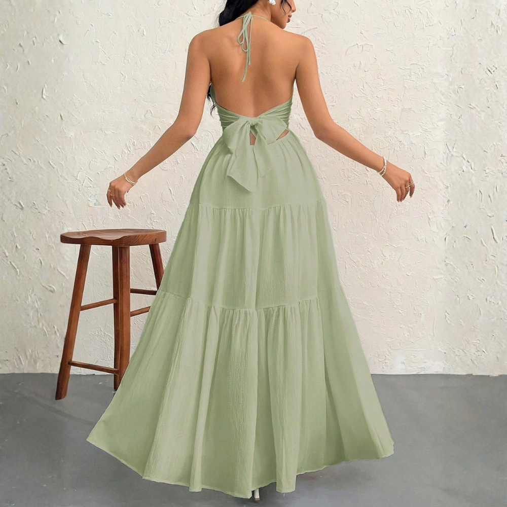 Summer And Beach Halter V Neck Casual Maxi For Women
