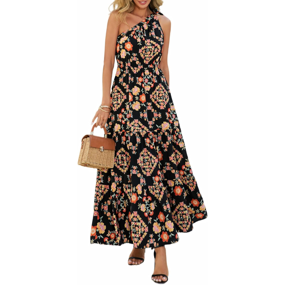 Summer Floral Ruffled Sleeveless Bohemian Maxi Dress For Women