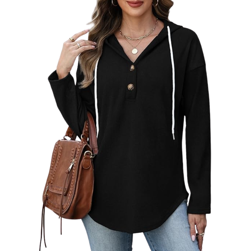Womens Tops V Neck Button Sweatshirt For Women Pullover Long Sleeve