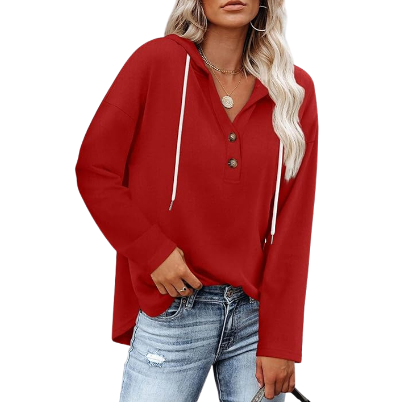 Womens Tops V Neck Button Sweatshirt For Women Pullover Long Sleeve