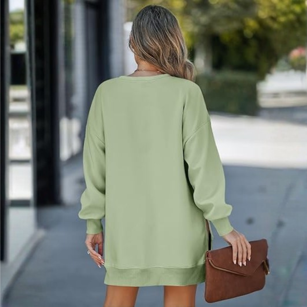 Oversized Sweatshirt With Zipper Slit For Women