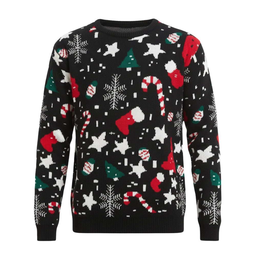 Ugly Christmas Sweater With Santa Design Print