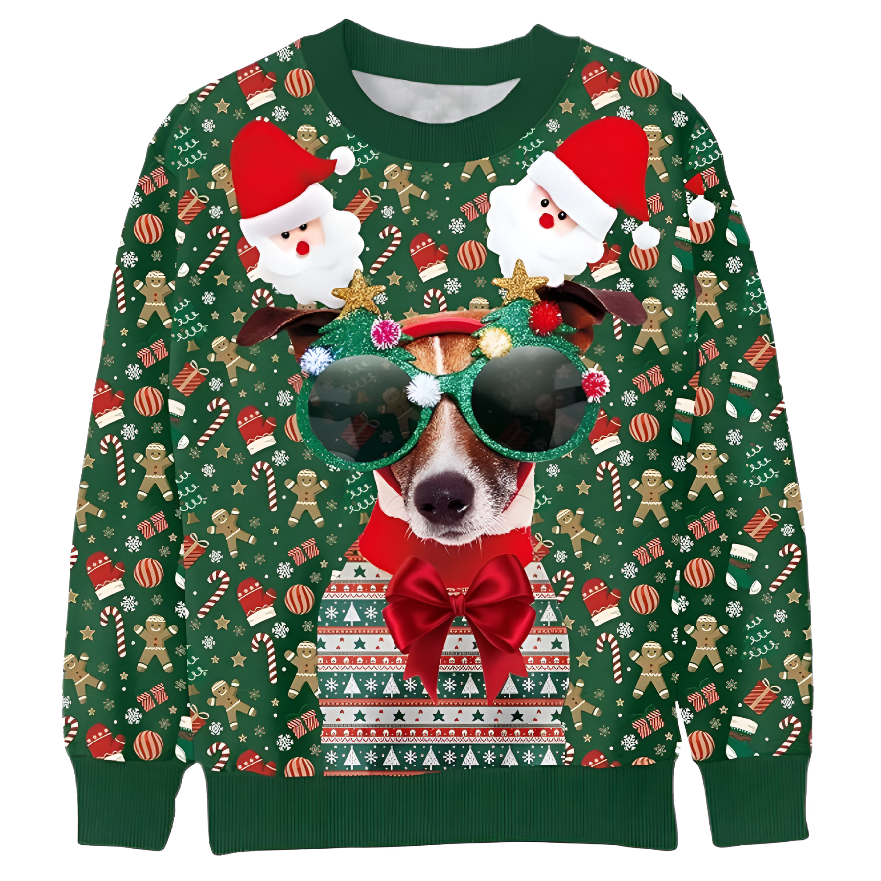 Christmas Ugly Sweater For Kids With Dog Graphic And Festive Pattern