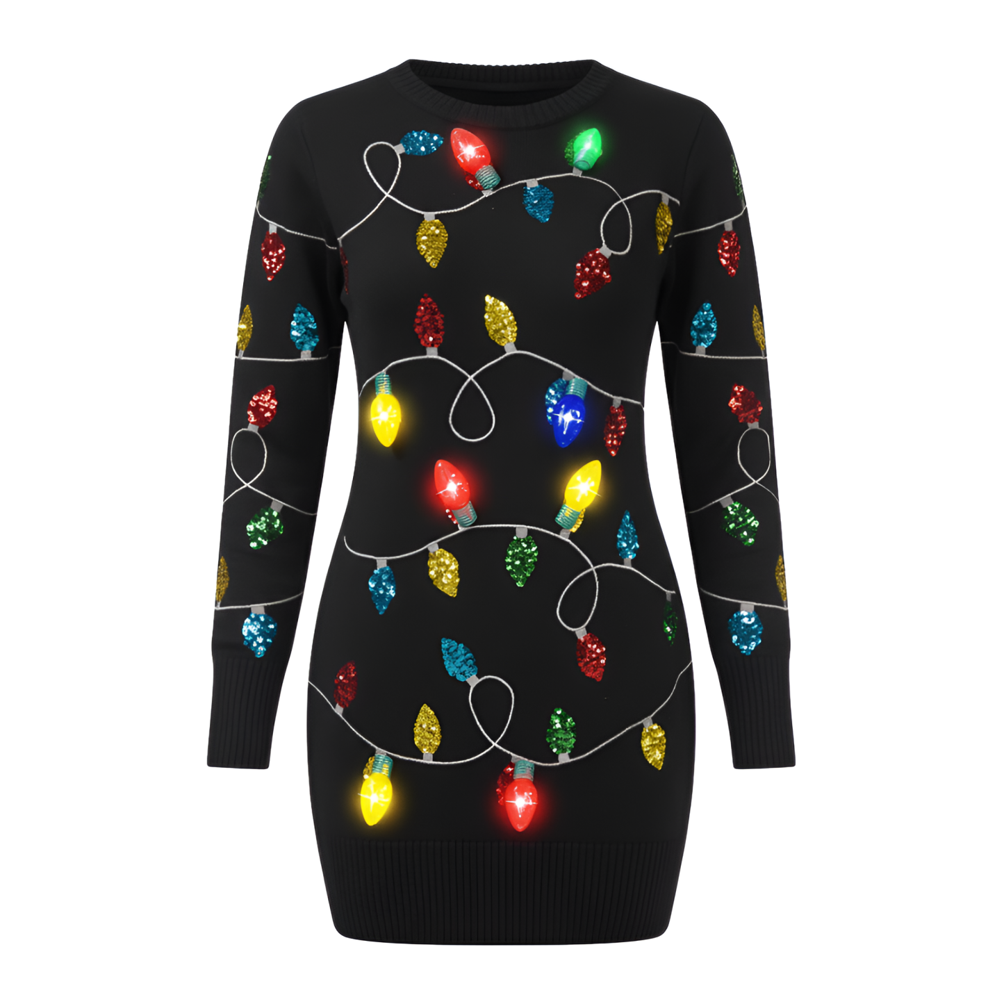 Ugly Christmas Sweater For Women With Light Up Bulbs Design