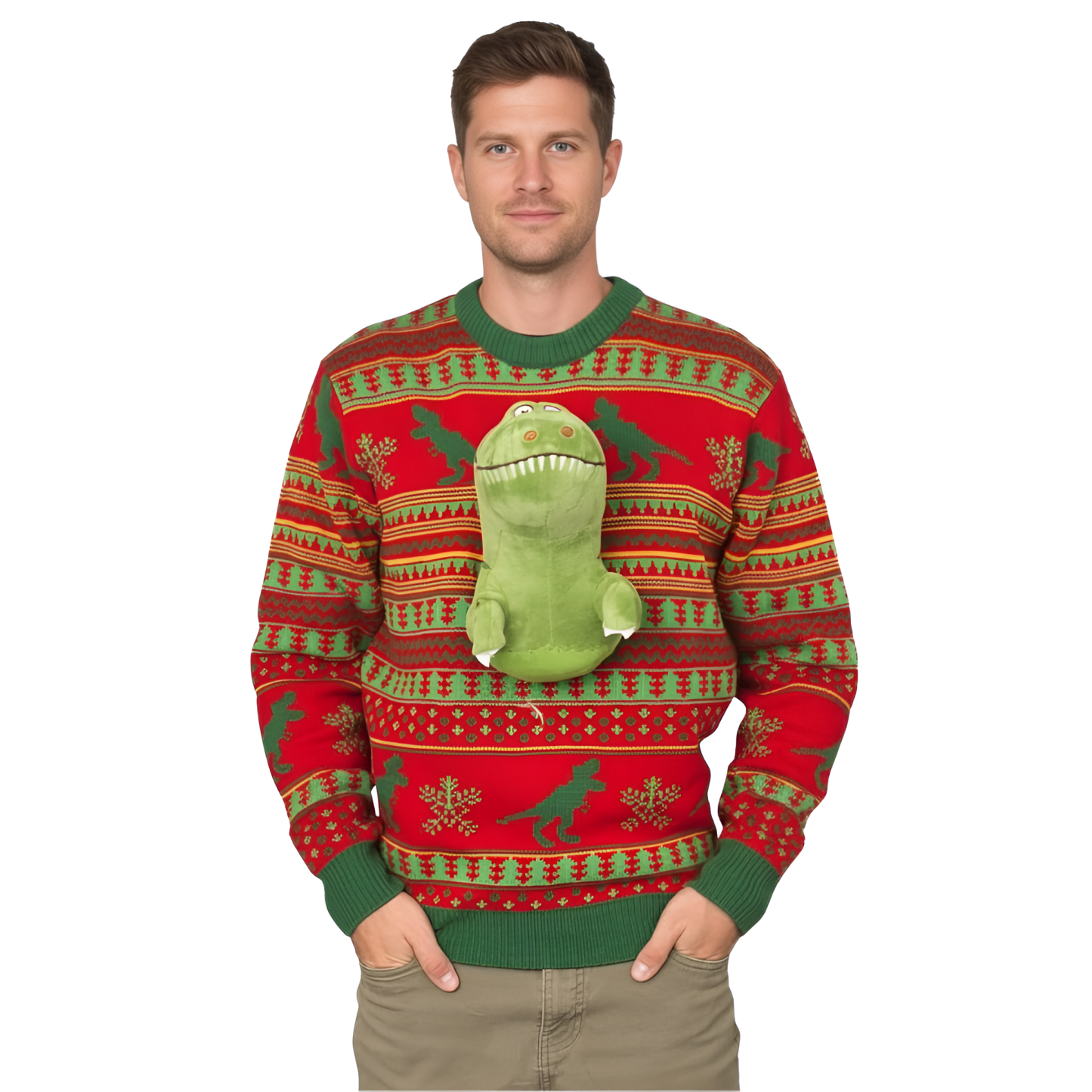 3D T Rex Adult Ugly Christmas Sweater