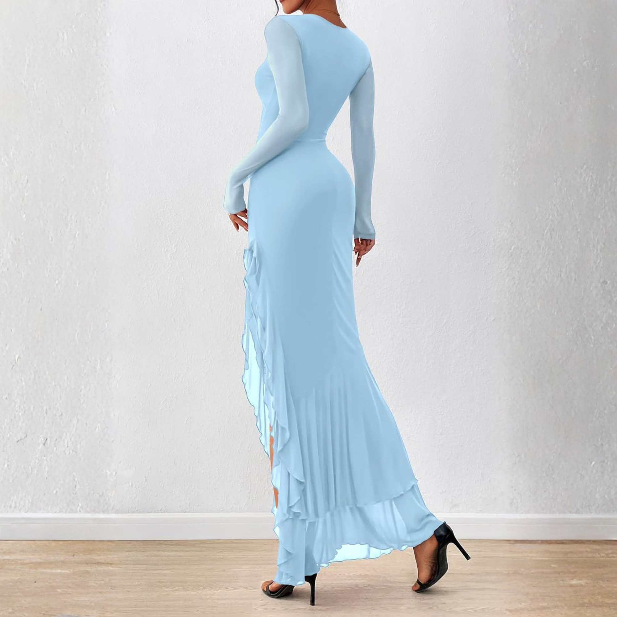 Long Sleeve Ruched Mermaid Maxi Dress for Women