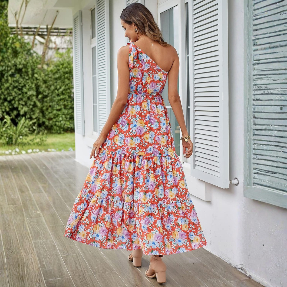 Summer Floral Ruffled Sleeveless Bohemian Maxi Dress For Women