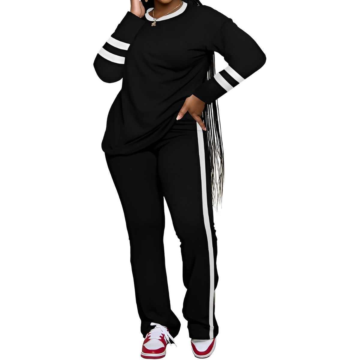 Two Piece Lounge Sets For Women With Long Sleeve Casual Top And Flare Pants