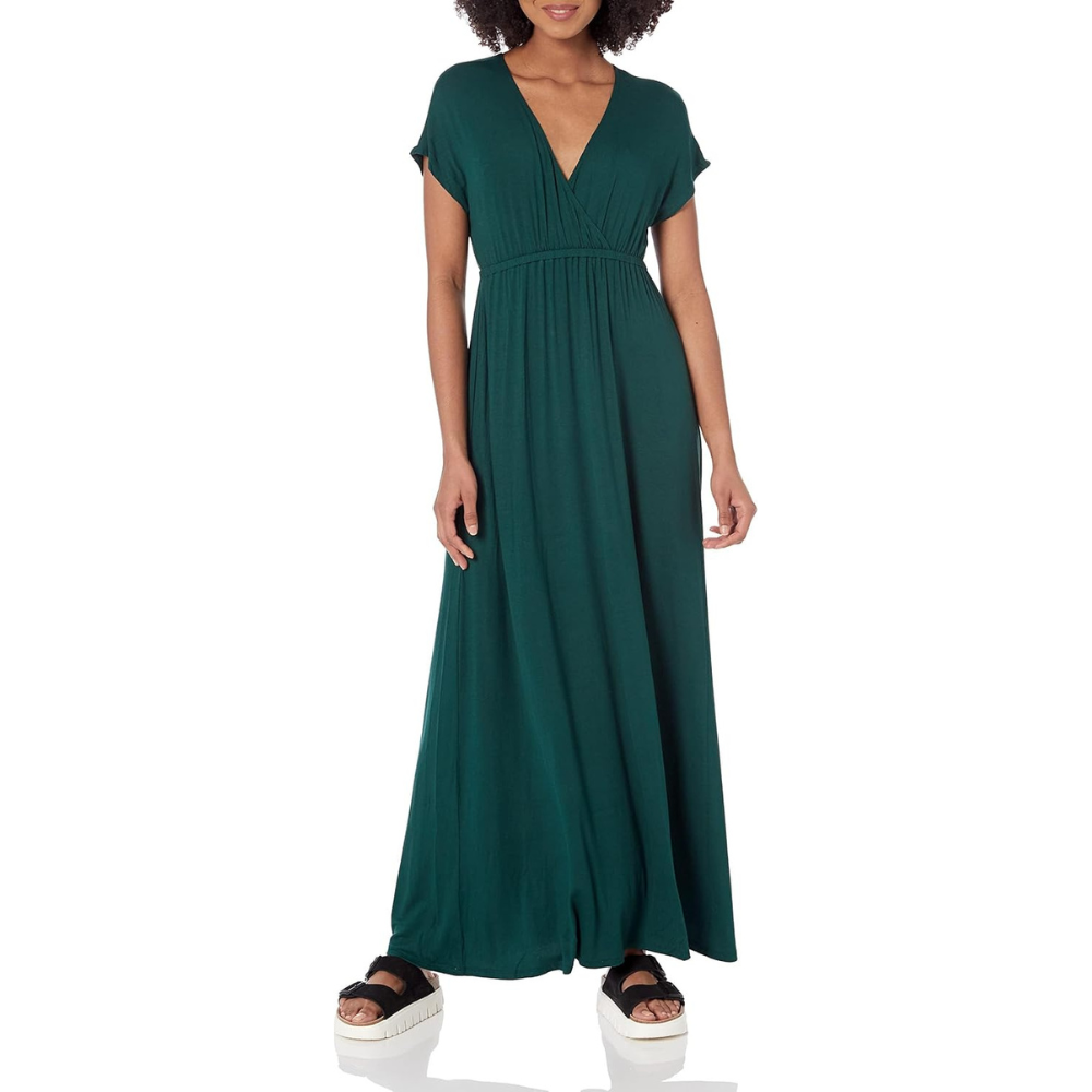 V Neck Short Sleeve Maxi Dress For Women
