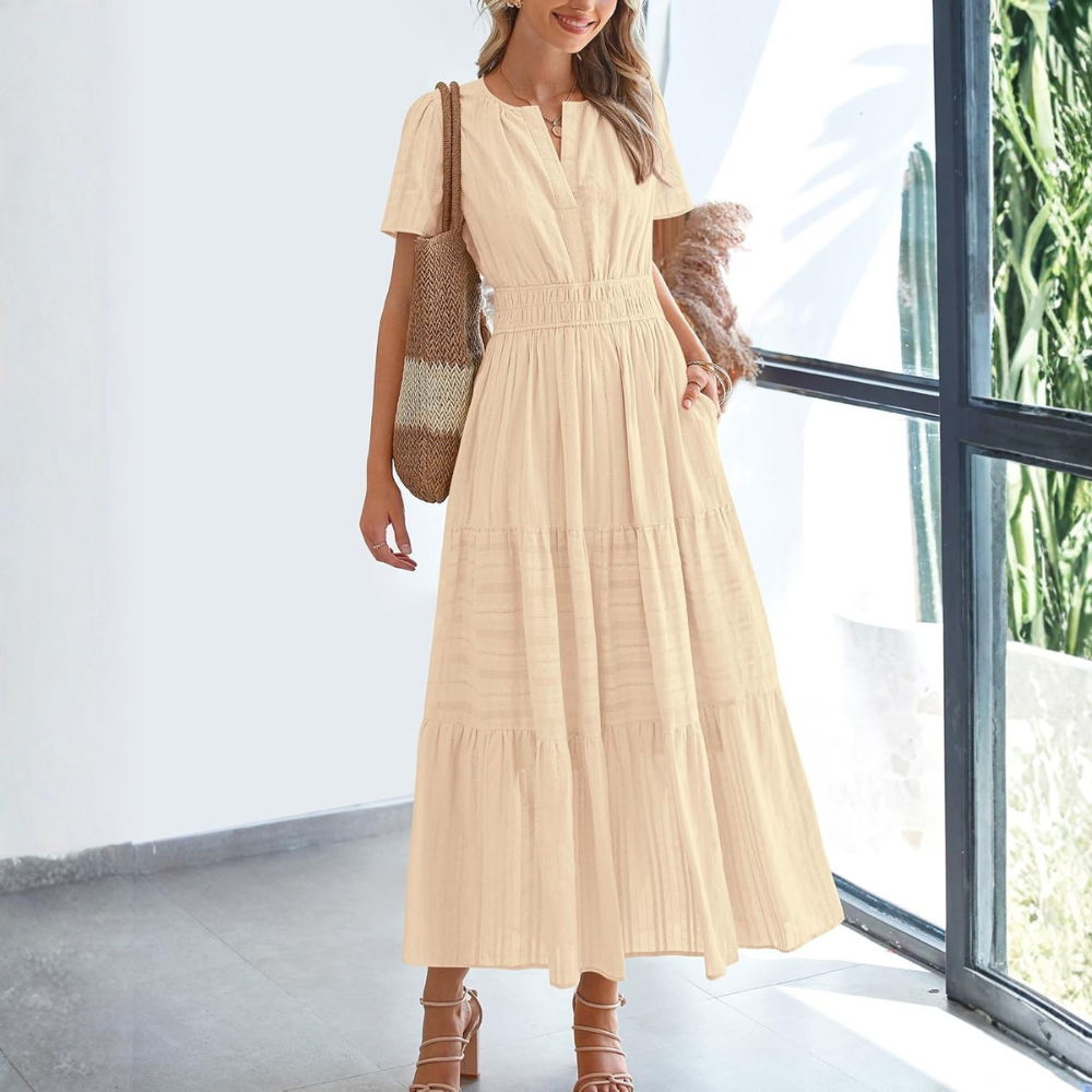 Summer Casual Boho Beach Dress With Pockets For Women