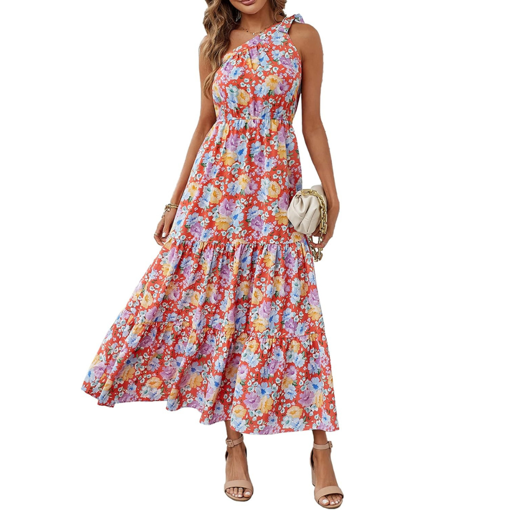 Summer Floral Ruffled Sleeveless Bohemian Maxi Dress For Women
