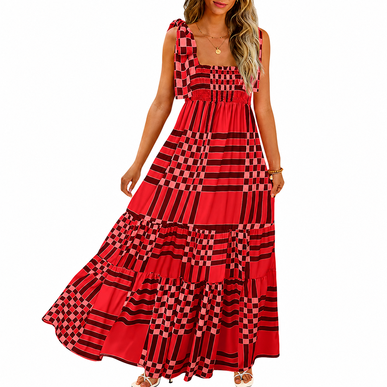 Summer Boho Casual Maxi Dress With Spaghetti Straps For Women