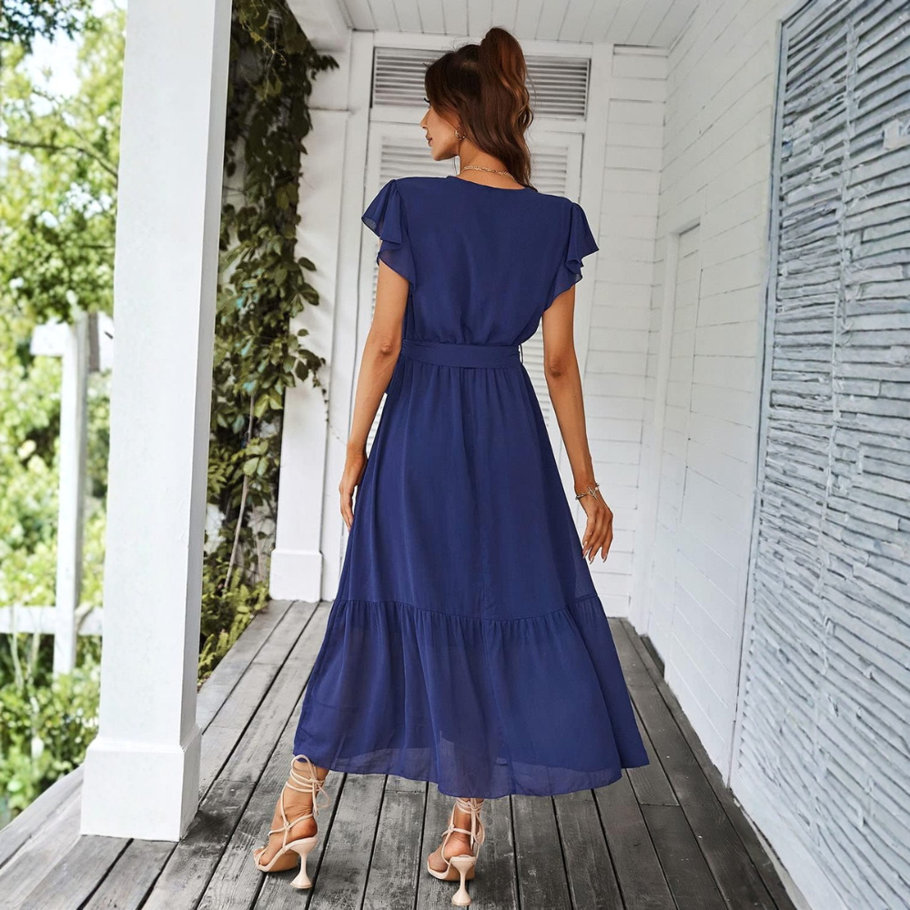 Floral And Boho Wrap Ruffle Maxi Dress V For Women