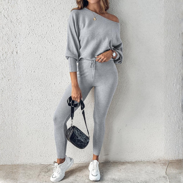 2 Piece Lounge Set With Long Sleeve Pullover And Drawstring Pants