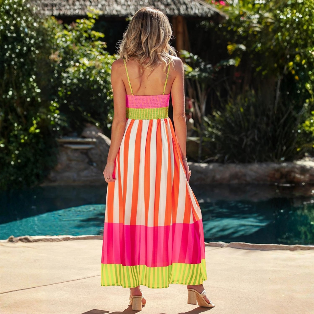 Summer Beach Boho Casual Spaghetti Strap Maxi Dress For Women