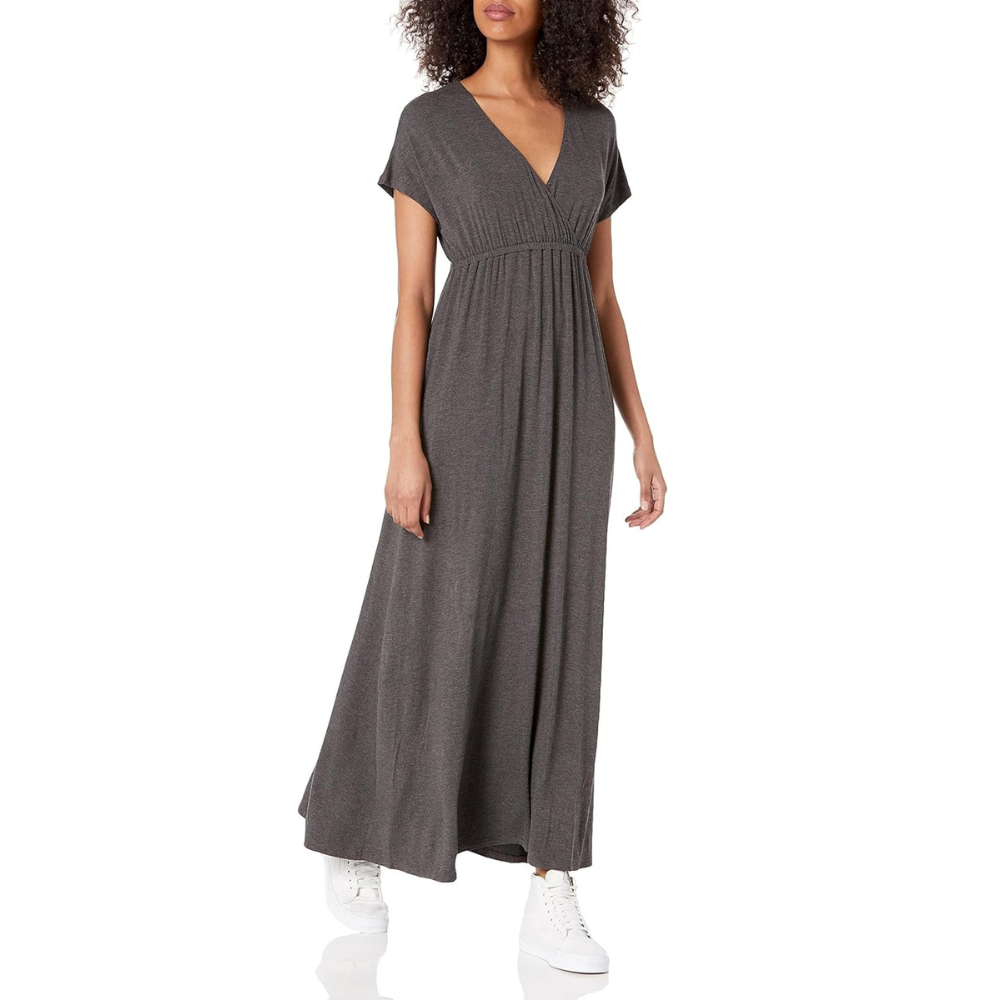 V Neck Short Sleeve Maxi Dress For Women