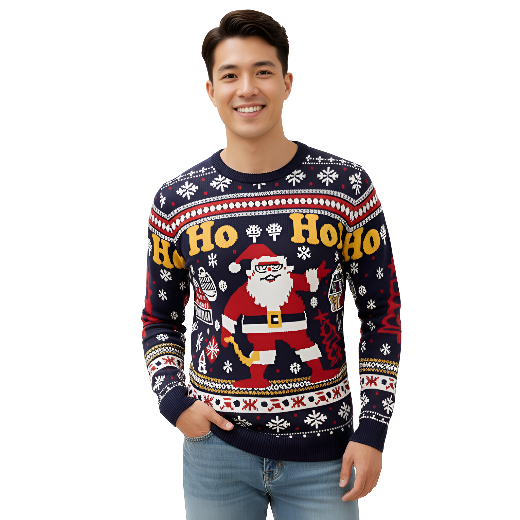 Ugly Christmas Sweater Santa Clause Reindeer Knitted Long Sleeve Sweaters