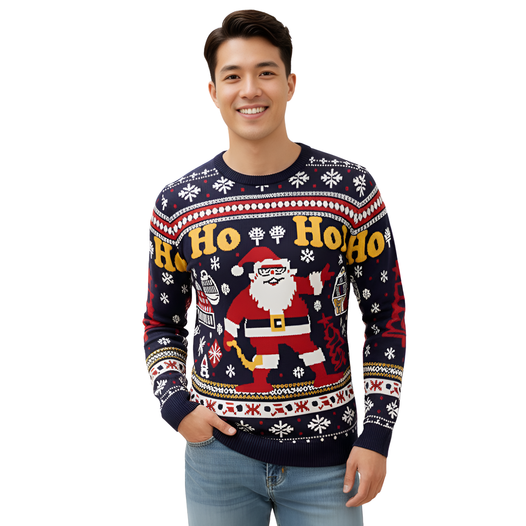 Ugly Christmas Sweater Santa Clause Reindeer Knitted Long Sleeve Sweaters