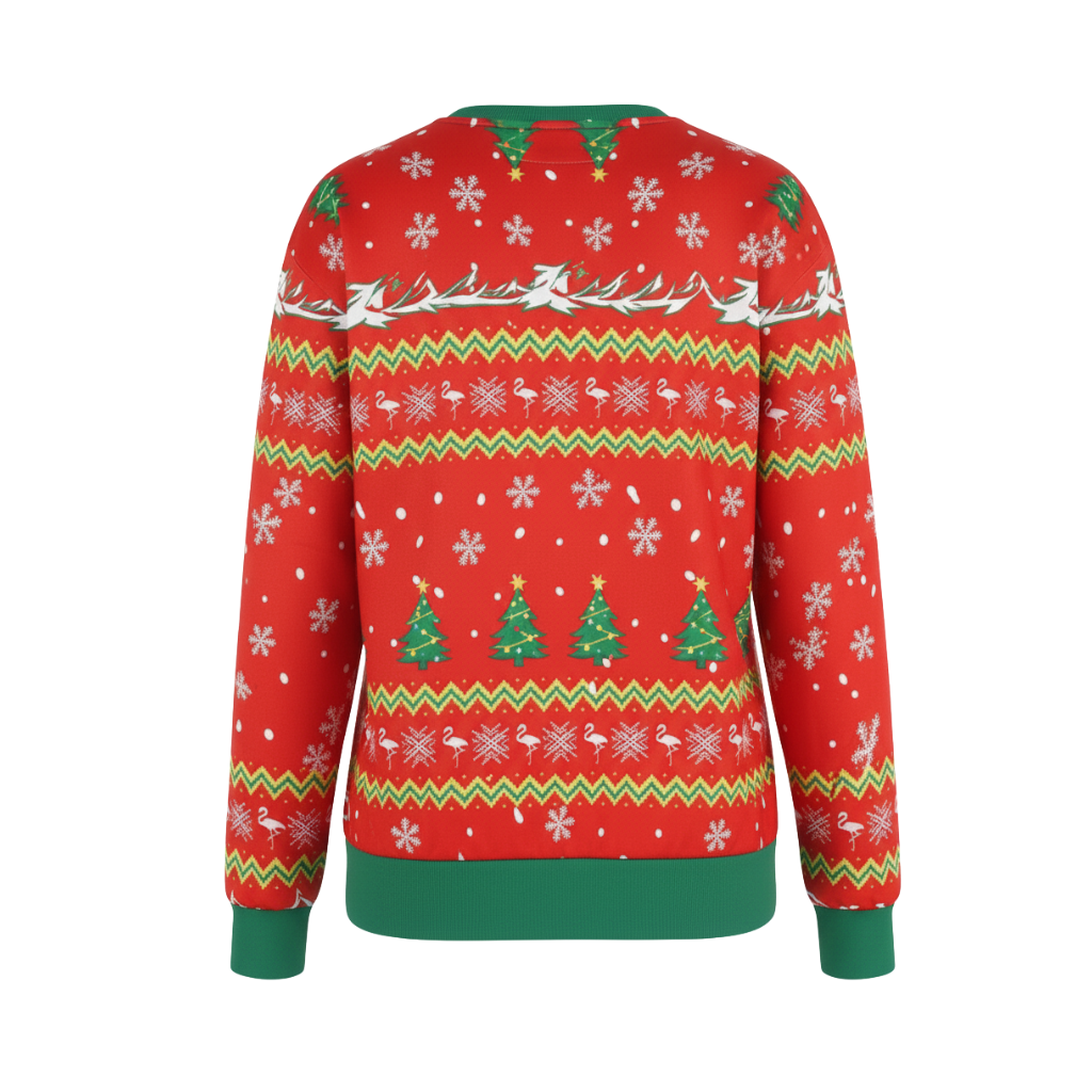 Long Sleeve Graphic Print Ugly Christmas Sweater