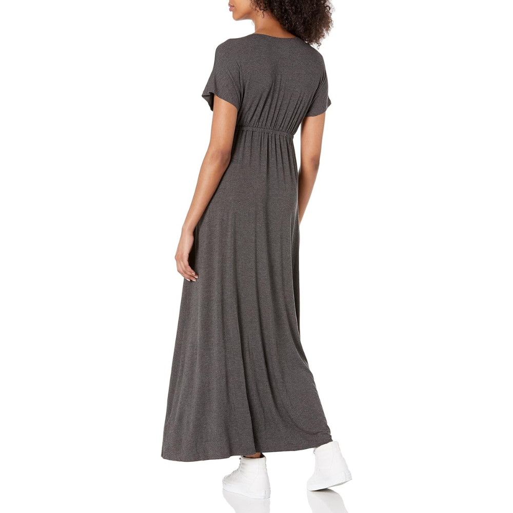 V Neck Short Sleeve Maxi Dress For Women