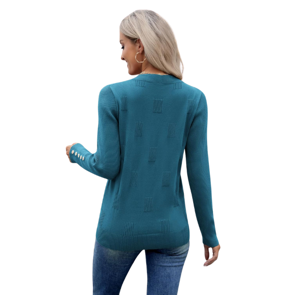 V Neck Sweaters Shirts Long Sleeve Lightweight Ribbed Knit Pullover Sweater Blouse Tops with Buttons Oufits