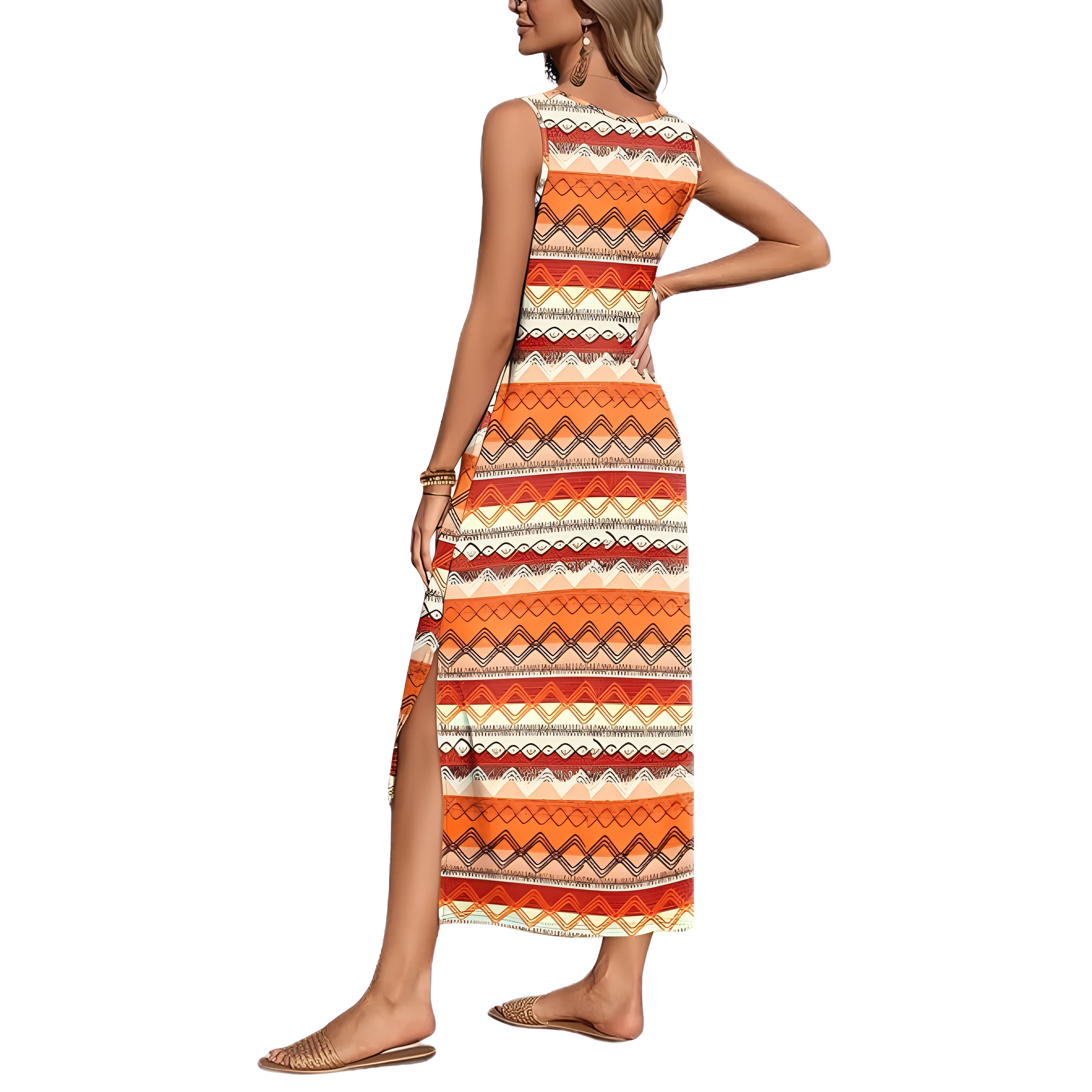 Sleeveless Maxi Beach Dress With Pockets For Women