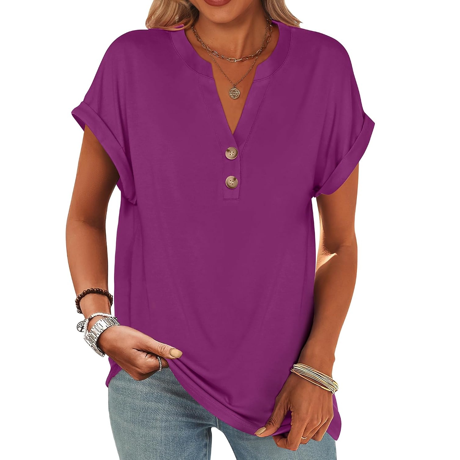 Summer Henley Casual Top For Women 