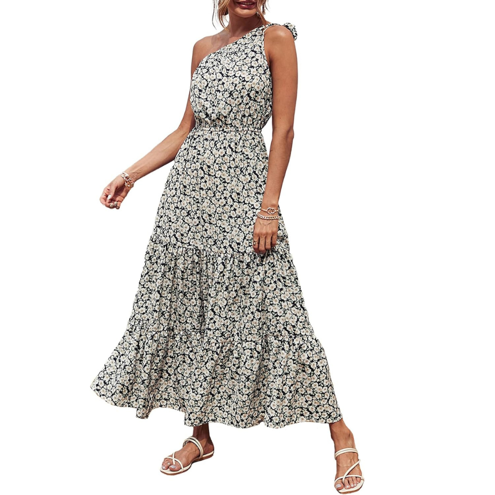 Summer Floral Ruffled Sleeveless Bohemian Maxi Dress For Women