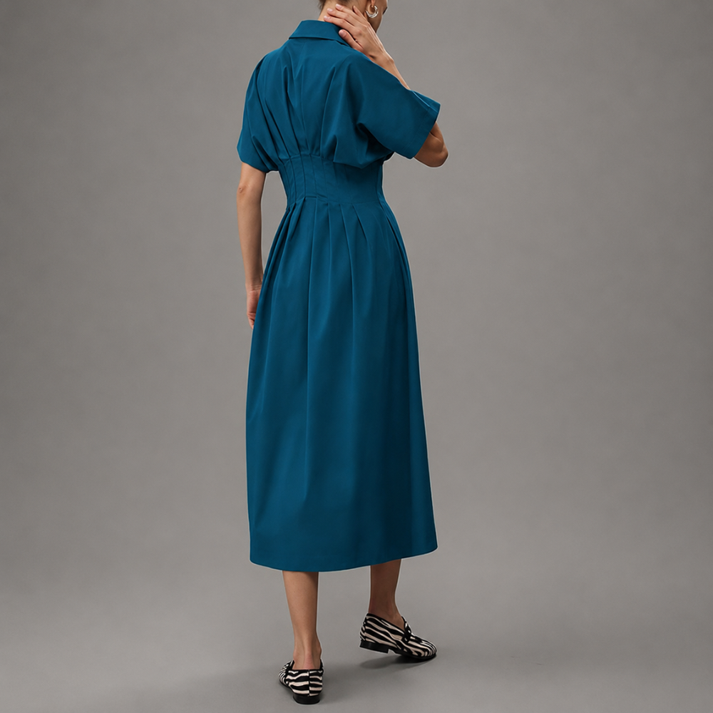 Button Front Maxi Shirt Dress With Pockets For Women