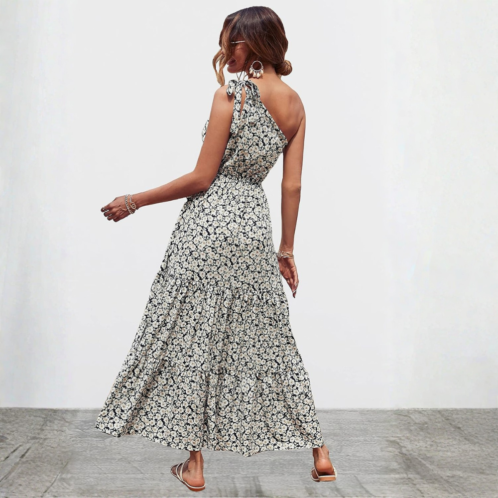 Summer Floral Ruffled Sleeveless Bohemian Maxi Dress For Women