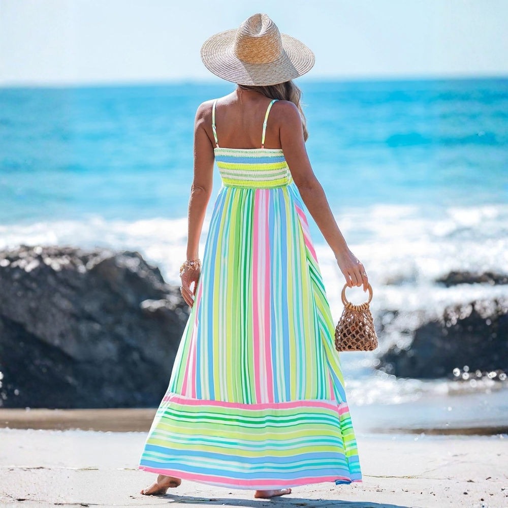 Summer Beach Boho Casual Spaghetti Strap Maxi Dress For Women