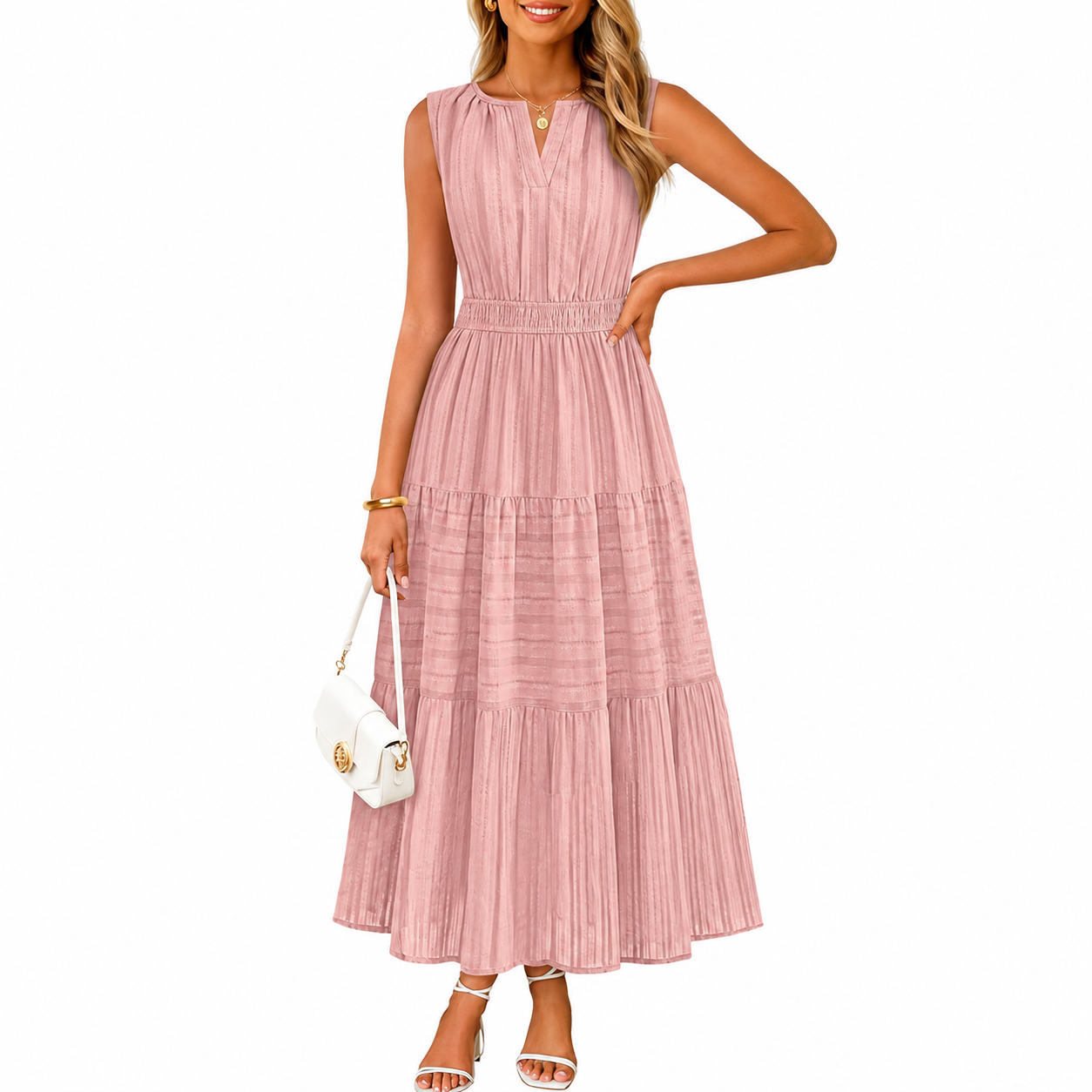 Summer Spring Casual Boho V Sleeveless Maxi Dress For Women