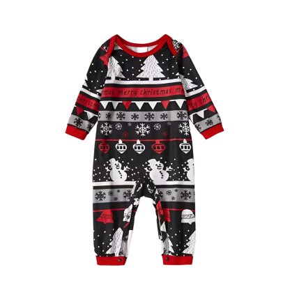 Christmas Family Tree and Snowflake Graphic and Letters Print Family Matching Pajama Sets