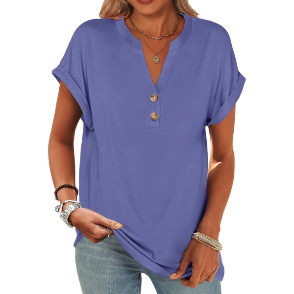 Womens Short Sleeve Henley Tops V Neck Dressy Casual Blouses Summer Trendy Tee Shirts 2026 Vacation Fashion Clothes