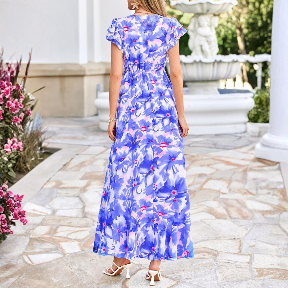 Spring And Summer Boho Floral Ruffle Beach Maxi For Women