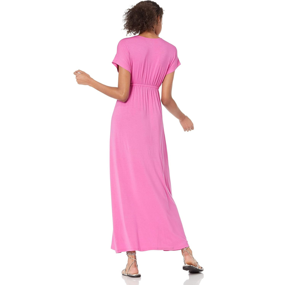 V Neck Short Sleeve Maxi Dress For Women