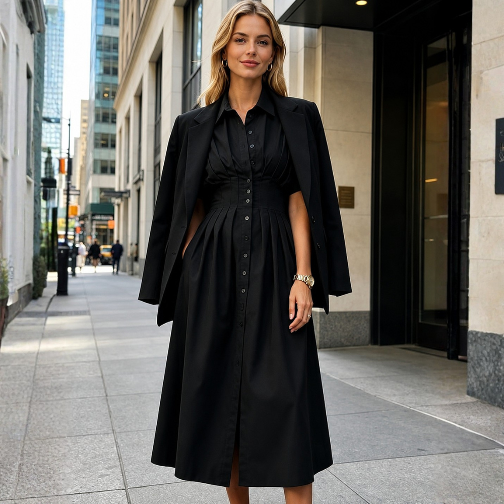 Button Front Maxi Shirt Dress With Pockets For Women