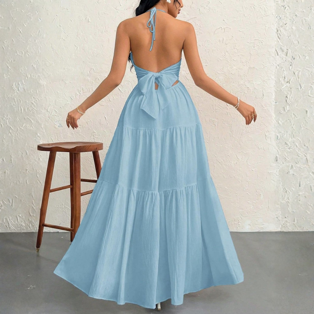 Summer And Beach Halter V Neck Casual Maxi For Women