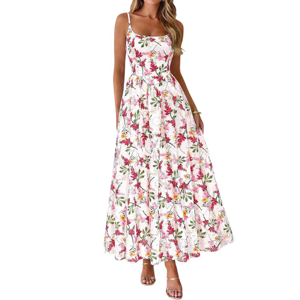 Spring And Summer Boho Eyelet Floral Beach Maxi For Women