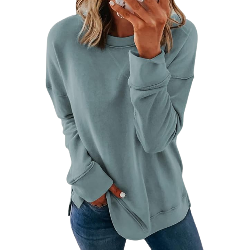 Womens Casual Crew Neck Sweatshirt Loose Soft Long Sleeve Pullover Tops