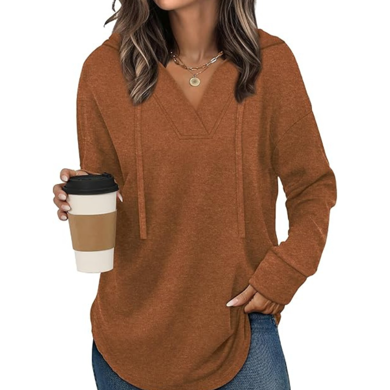 Hoodies For Women Trendy Fall Fashion V Neck Oversized Sweatshirt 