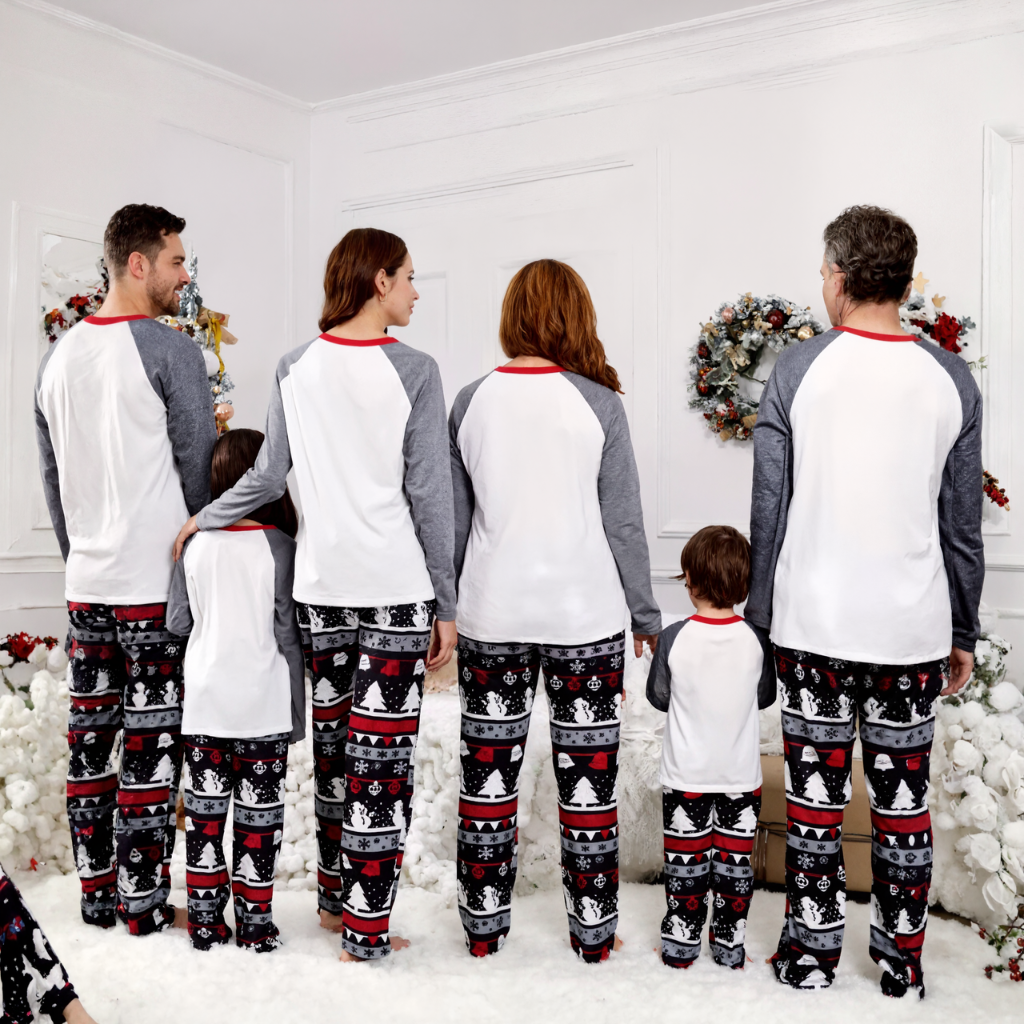 Christmas Family Tree and Snowflake Graphic and Letters Print Family Matching Pajama Sets