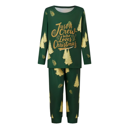 Green and Golden Tree Print Family Matching Pajama Sets