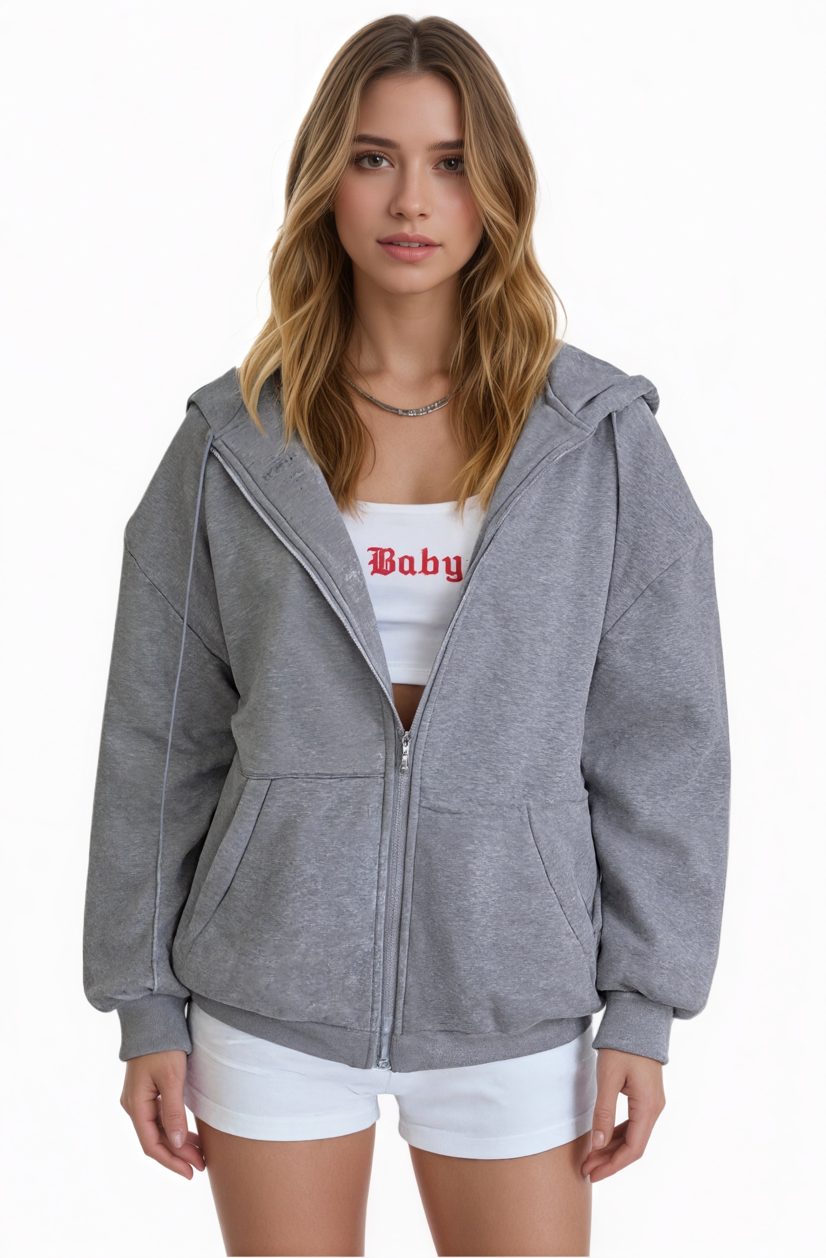 Zip Up Y2K Hoodie Casual Long Sleeve Sweatshirt Hoodie With Pockets